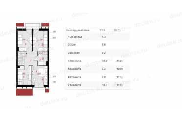 Проект двухэтажного дома из керамаблоков с мансардой и камином DTV100016