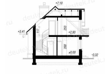 Проект двухэтажного дома из керамаблоков с мансардой и одноместным гаражом DTV100018