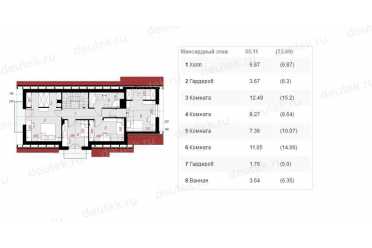 Проект двухэтажного дома из керамаблоков с мансардой и одноместным гаражом DTV100018