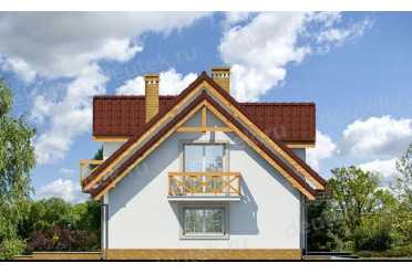 Проект двухэтажного дома из керамаблоков с мансардой и одноместным гаражом DTV100025