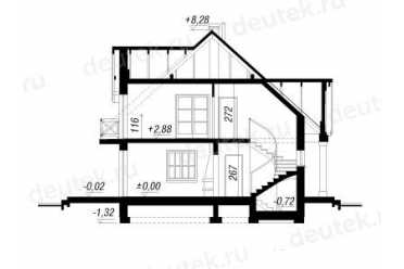 Проект двухэтажного дома из керамаблоков с мансардой и камином DTV100027