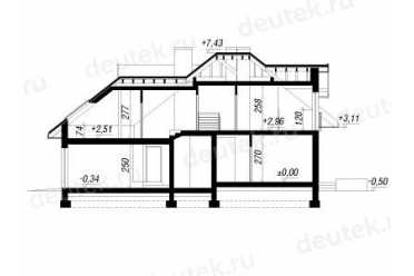 Проект двухэтажного дома из керамаблоков с мансардой и двухместным гаражом DTV100038