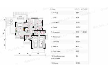 Проект двухэтажного дома из керамаблоков с мансардой и двухместным гаражом DTV100038