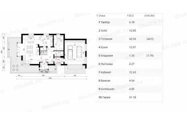 Проект двухэтажного дома из керамаблоков с мансардой и двухместным гаражом DTV100041