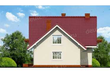 Проект двухэтажного дома из керамаблоков с мансардой и одноместным гаражом DTV100047