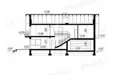 Проект двухэтажного дома из керамаблоков с мансардой и двухместным гаражом DTV100048