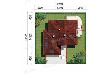 Проект двухэтажного дома из керамаблоков с мансардой и двухместным гаражом DTV100049
