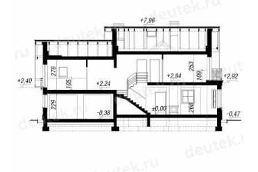 Проект двухэтажного дома из керамаблоков с мансардой и двухместным гаражом - DTV100053 DTV100053