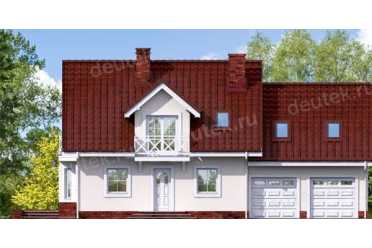 Проект двухэтажного дома из керамаблоков с мансардой и двухместным гаражом - DTV100053 DTV100053