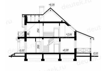 Проект двухэтажного дома из керамаблоков с мансардой и двухместным гаражом - DTV100056 DTV100056