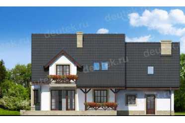 Проект двухэтажного дома из керамаблоков с мансардой и двухместным гаражом - DTV100056 DTV100056