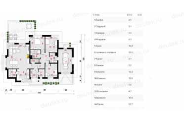 Проект одноэтажного дома из керамаблоков с мансардой и одноместным гаражом DTV100057