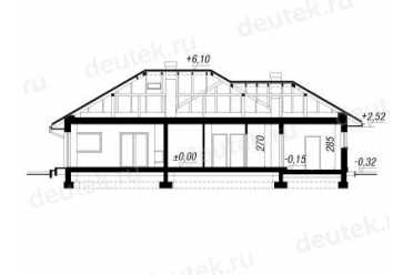 Проект одноэтажного дома из керамаблоков с мансардой и одноместным гаражом DTV100057