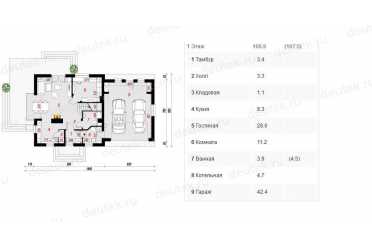 Проект двухэтажного дома из керамаблоков с мансардой и двухместным гаражом DTV100062