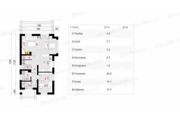 Проект двухэтажного дома из керамаблоков с мансардой и камином DTV100063