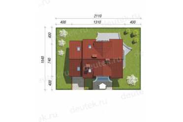Проект двухэтажного дома из керамоблоков с мансардой и одноместным гаражом DTV100083