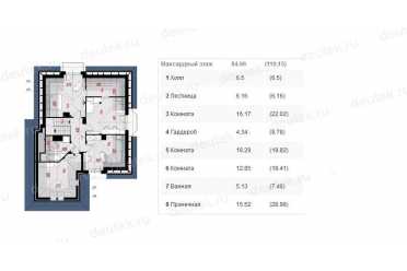 Проект двухэтажного дома из керамоблоков с мансардой и двухместным гаражом DTV100090