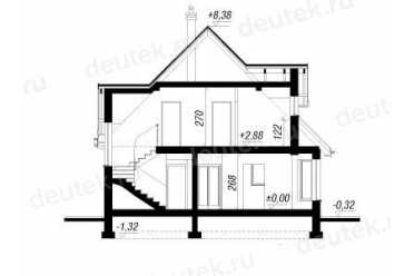 Проект двухэтажного дома из керамоблоков с мансардой и камином DTV100101