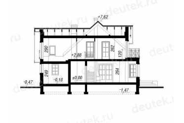Проект двухэтажного дома из керамоблоков с мансардой и одноместным гаражом DTV100116