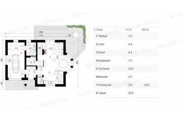 Проект двухэтажного дома из керамоблоков с мансардой и одноместным гаражом DTV100116