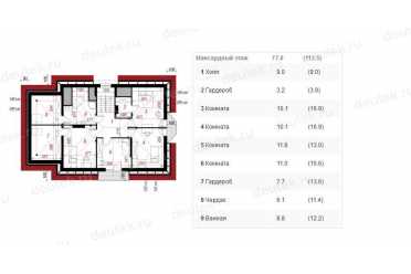 Проект двухэтажного дома из керамоблоков с мансардой и одноместным гаражом DTV100136