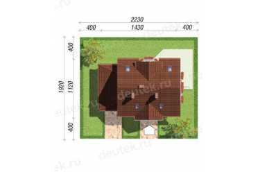 Проект двухэтажного дома из керамоблоков с мансардой и одноместным гаражом DTV100141