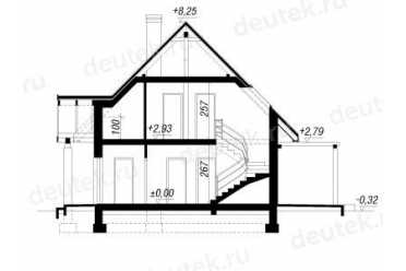 Проект двухэтажного дома из керамоблоков с мансардой и камином DTV100142