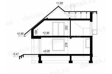 Проект двухэтажного дома из керамоблоков с мансардой и одноместным гаражом DTV100150