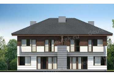 Проект двухэтажного дома из керамоблоков с мансардой и одноместным гаражом DTV100152
