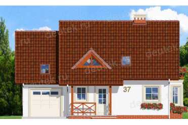Проект двухэтажного дома из керамоблоков с мансардой и одноместным гаражом DTV100157