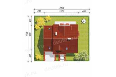 Проект двухэтажного дома из керамоблоков с мансардой и одноместным гаражом DTV100157