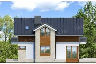 Проект двухэтажного дома из керамоблоков с мансардой и одноместным гаражом DTV100163