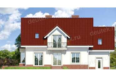 Проект двухэтажного дома из керамоблоков с мансардой и одноместным гаражом DTV100165