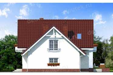 Проект двухэтажного дома из керамоблоков с мансардой и одноместным гаражом DTV100174