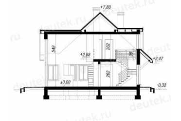 Проект двухэтажного дома из керамоблоков с мансардой и камином DTV100179