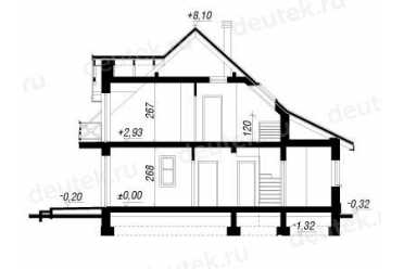 Проект двухэтажного дома из керамоблоков с мансардой и кабинетом DTV100189