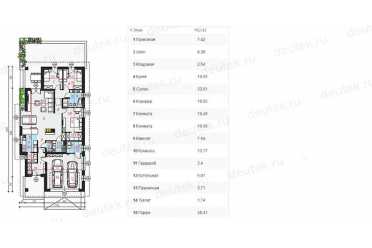 Проект одноэтажного дома из керамоблоков с двухместным гаражом DTV100221
