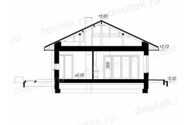 Проект одноэтажного дома из керамоблоков с двухместным гаражом DTV100223