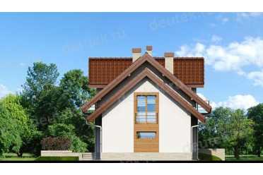 Проект двухэтажного дома из керамоблоков с мансардой и двухместным гаражом DTV100225