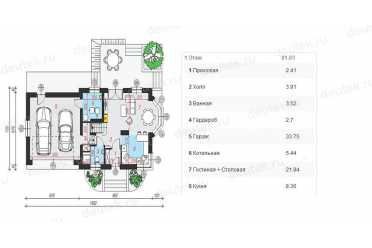 Проект двухэтажного дома из керамоблоков с мансардой и двухместным гаражом DTV100225