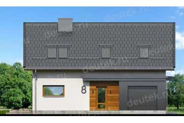 Проект двухэтажного дома из керамоблоков с мансардой и одноместным гаражом DTV100229