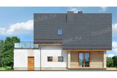 Проект двухэтажного дома из керамоблоков с мансардой и одноместным гаражом DTV100232