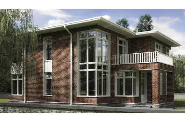 Проект двухэтажного дома из газобетонных блоков с террасой DTV100288