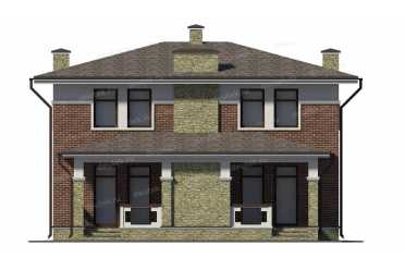 Проект двухэтажного дома из кирпича с террасой DTV100294