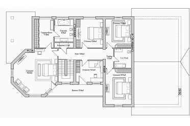 Проект двухэтажного дома из кирпича с трехместным гаражом DTV100301