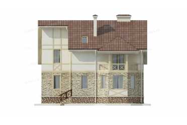 Проект двухэтажного дома из кирпича с одноместным гаражом DTV100317