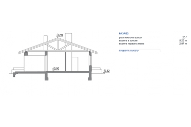 Проект одноэтажного дома с двухскатной крышей DTM50