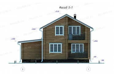 Проект деревянного дома с гаражом и балконом DTW0006