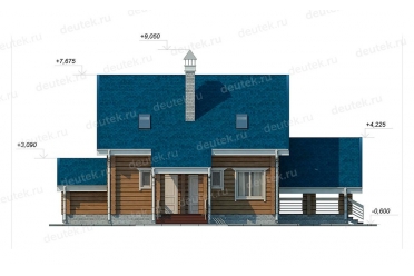 Проект деревянного дома из бруса с террасой DTW0011