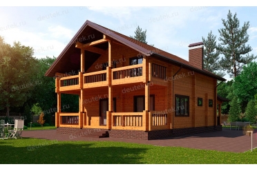 Проект деревянного дома с большим балконом DTW0018